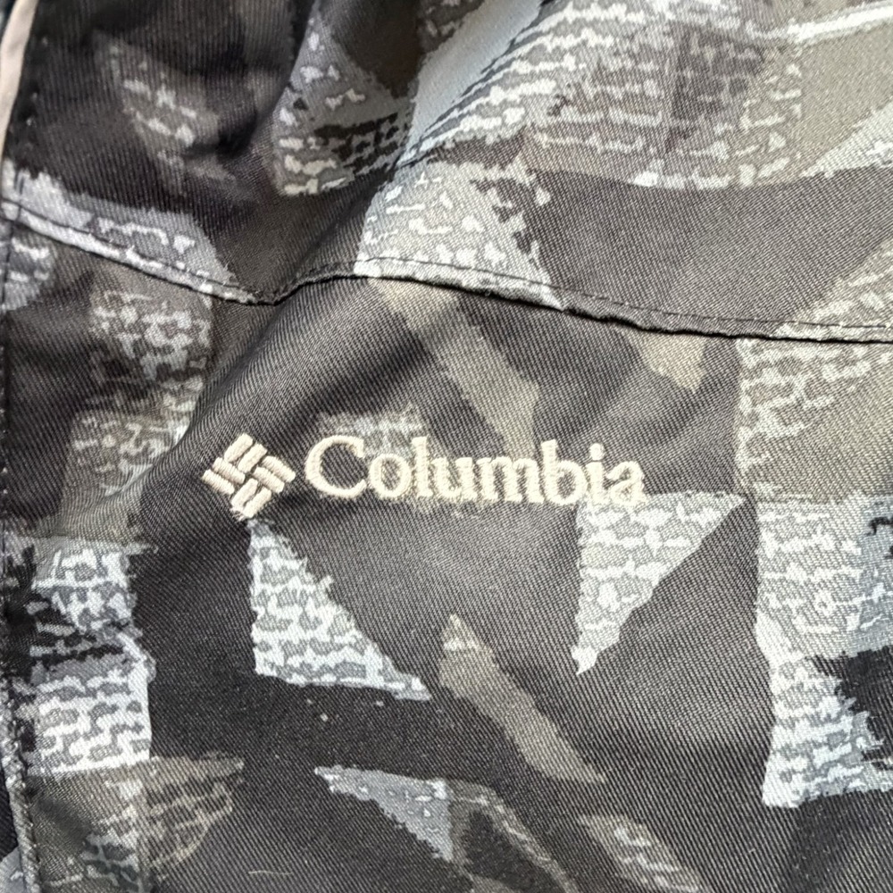 Columbia Interchange Omni-Tech Jacket Boys L Black Gray Geometric Hooded Outdoor - Picture 3 of 4